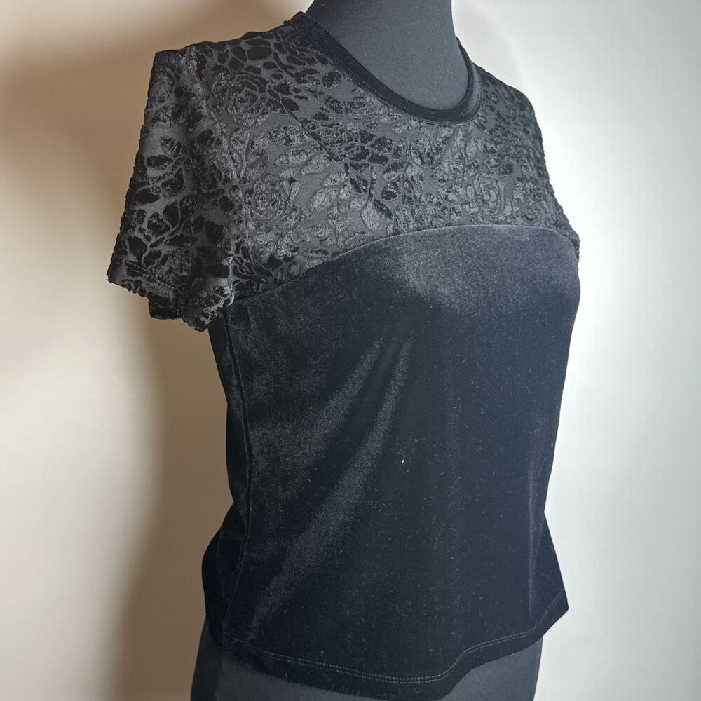 Vintage Y2K 90s My Michelle Floral Velvet Baby Tee Shirt Sz M Whimsigoth Witchy - Picture 5 of 9
